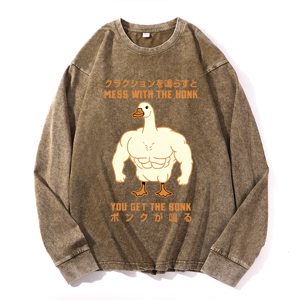 Vintage Cotton Wash Crewneck Long-Sleeve T-Shirt