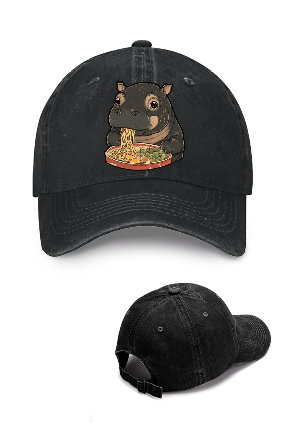 Hippo Ramen Vintage Cotton Cap