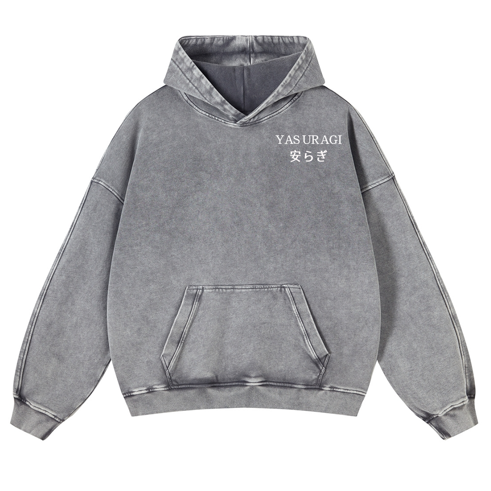 Yasuragi Vintage Washed Cotton Back Art Hoodie
