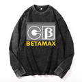 Sony Betamax Vintage Cotton Wash Crewneck Long-Sleeve T-Shirt