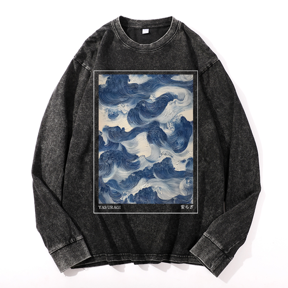 Yasuragi Wave Vintage Cotton Wash Long-sleeve T-shirt