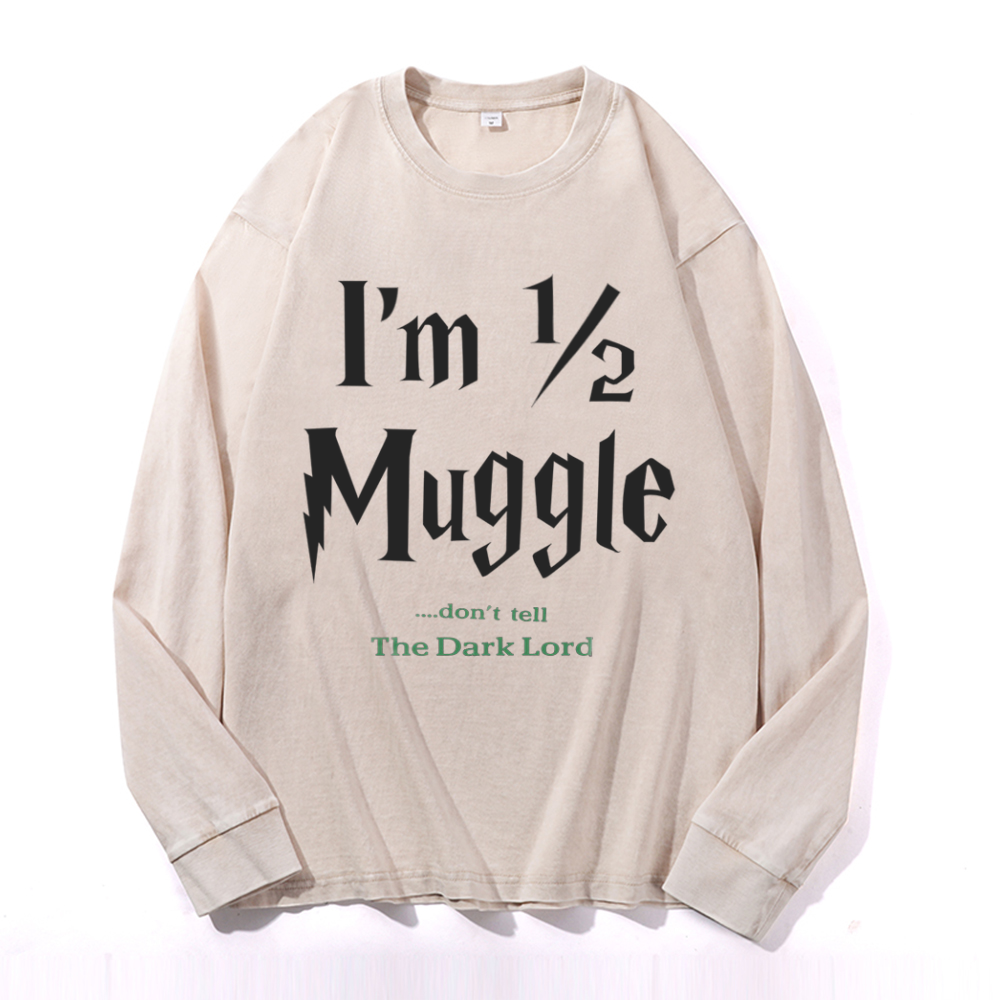 Vintage Cotton Wash Crewneck Long-Sleeve T-Shirt