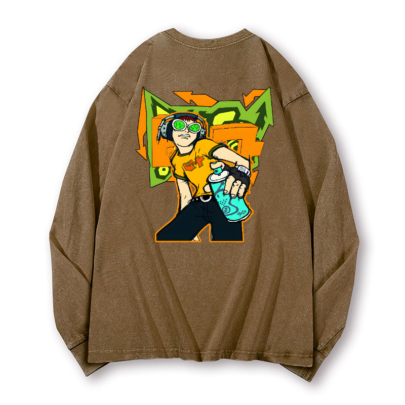 Jet Set Radio Vintage Washed Cotton Back Art Long-sleeve T-shirt