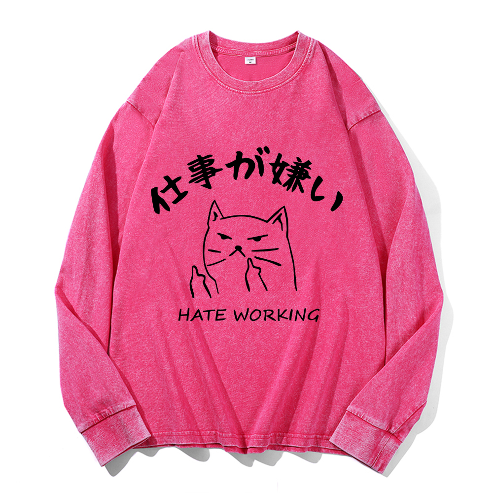 Vintage Cotton Wash Crewneck Long-Sleeve T-Shirt