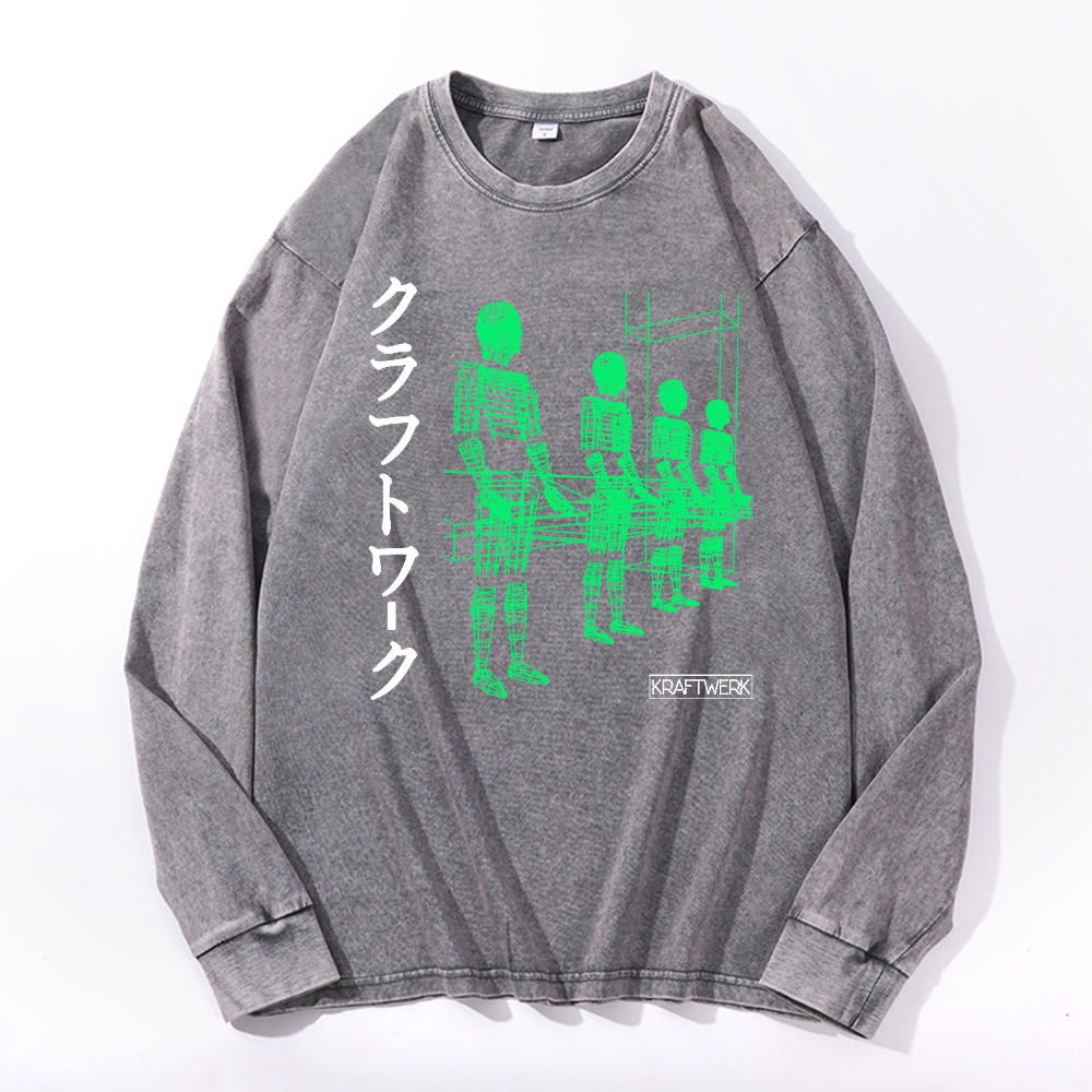 KRAFTWERK Vintage Cotton Wash Long-sleeve T-shirt