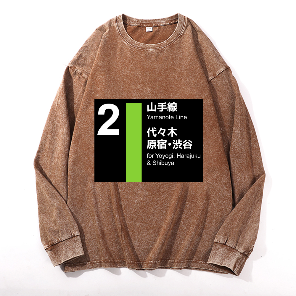 Vintage Cotton Wash Crewneck Long-Sleeve T-Shirt