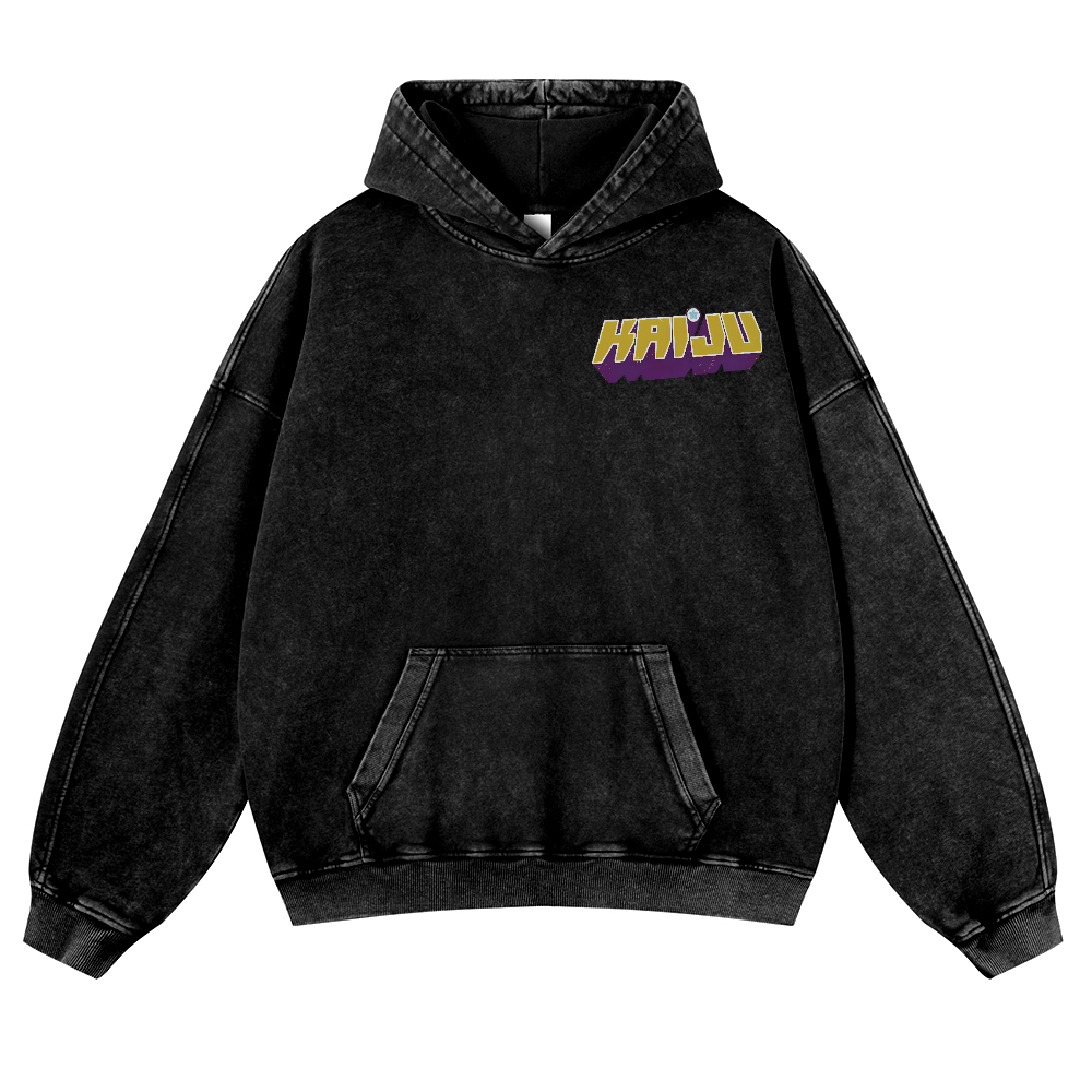 Kaiju Monster Vintage Washed Cotton Back Art Hoodie