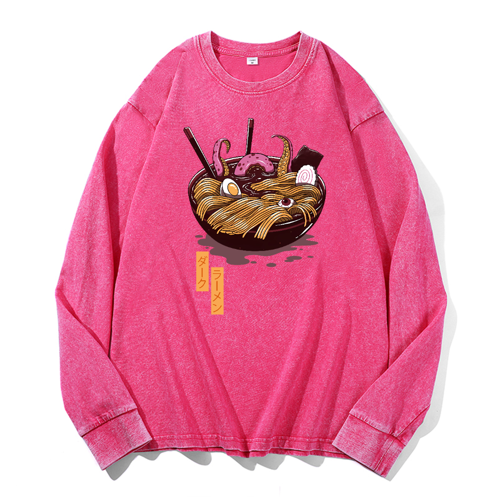 Ramen Vintage Cotton Wash Crewneck Long-Sleeve T-Shirt