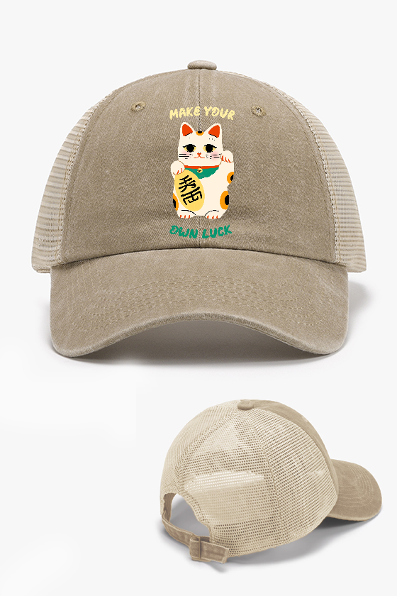 Lucky Cat Vintage Cotton Breathable Hat