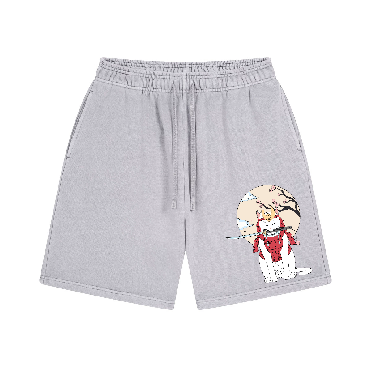 Samurai Cat Vintage Pure Thick Cotton Shorts