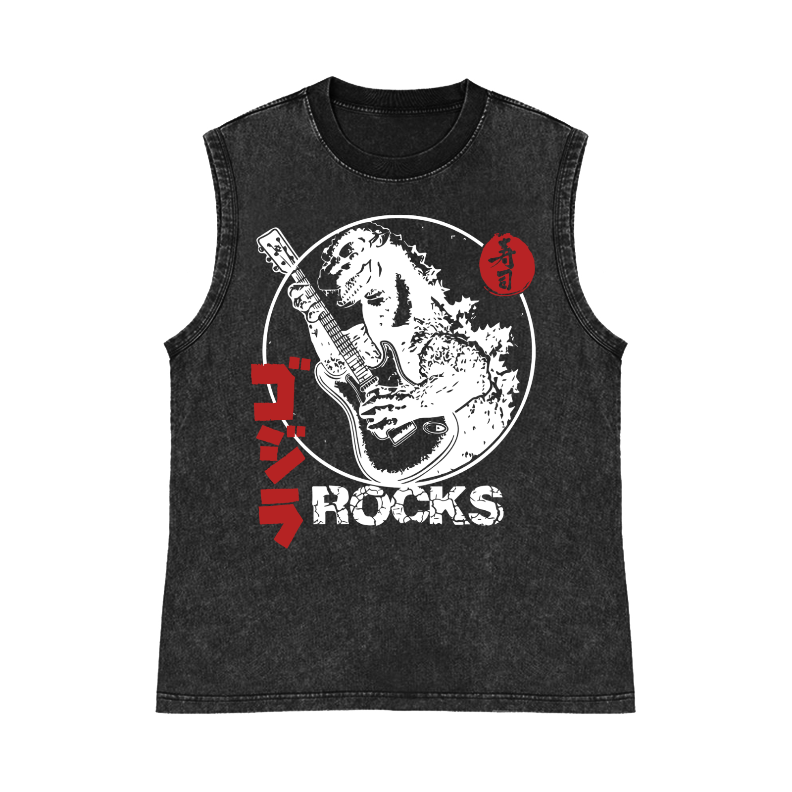 Rock Kaiju Pure Cotton Wash-Dyed Sleeveless Tank Top