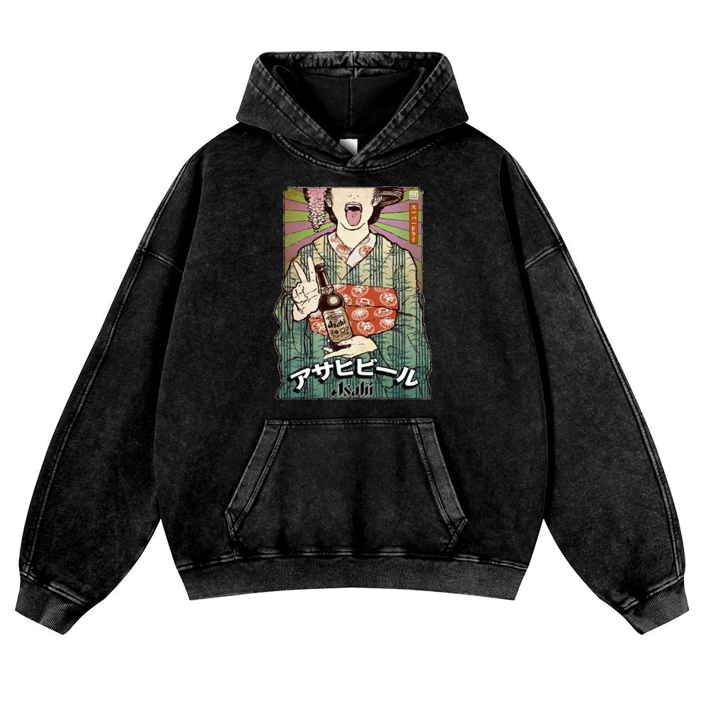 Asahi Breweries Vintage Washed Thick Cotton Hoodie