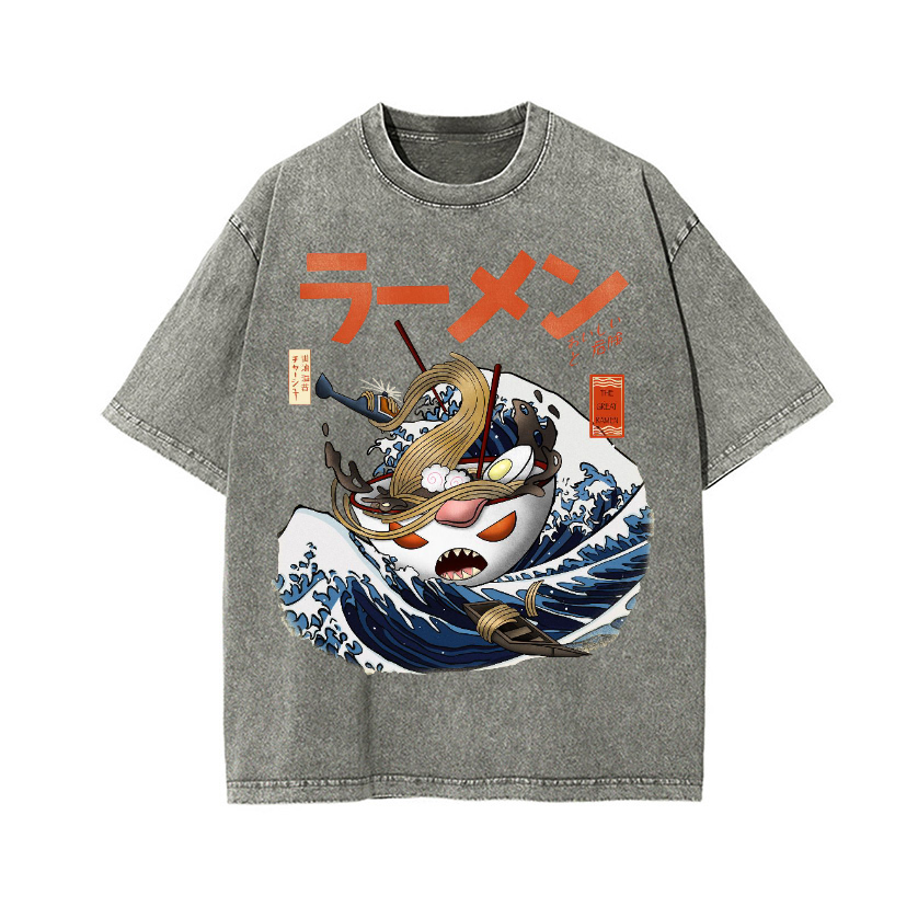 Ramen Wave Vintage Wash Japanese Design T-Shirt