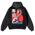 Sushi Octopus Vintage Washed Cotton Back Art Hoodie