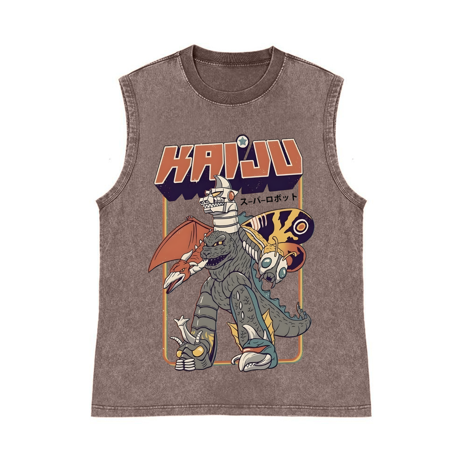 Kaiju Monster Pure Cotton Wash-Dyed Sleeveless Tank Top