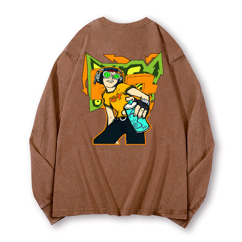 Jet Set Radio Vintage Washed Cotton Back Art Long-sleeve T-shirt