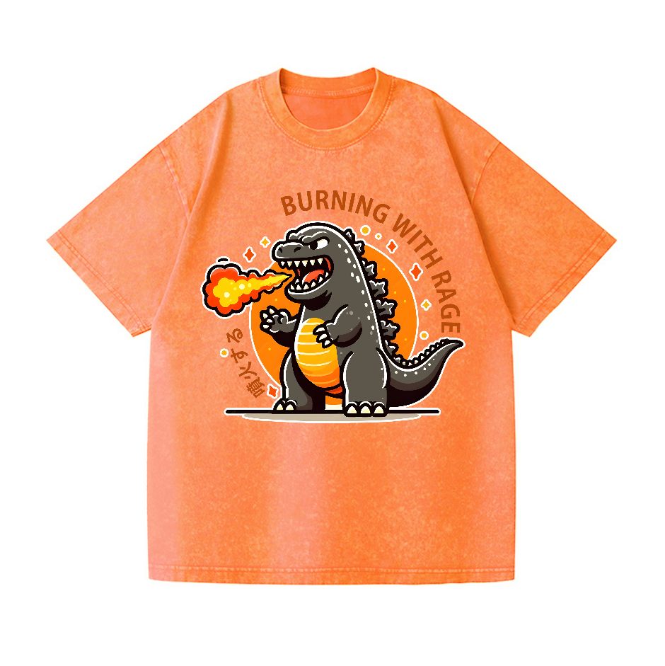 Burning Kaiju Vintage Wash Japanese Design T-Shirt