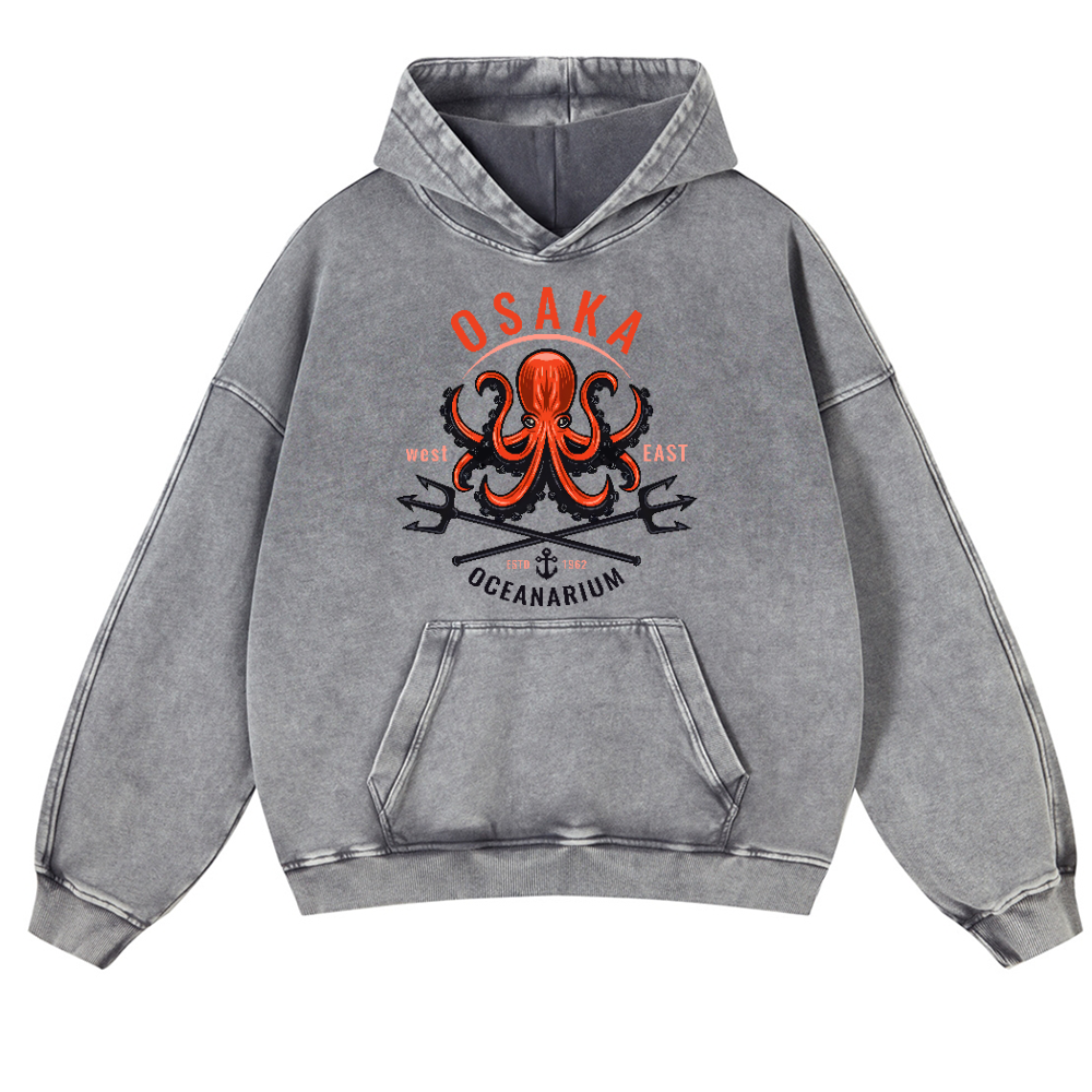 Osaka Octopus Vintage Washed Thick Cotton Hoodie