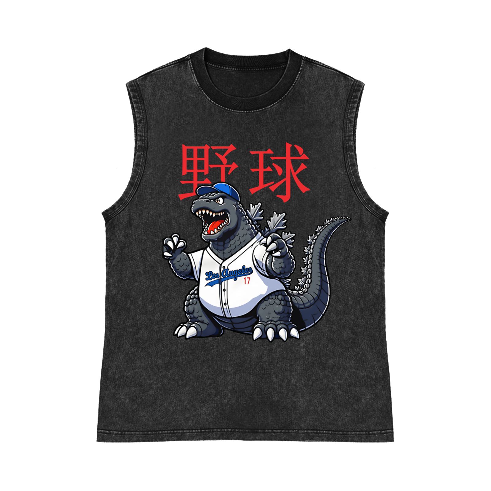 Los Angeles Dodgers Kaiju Tokyo Tiger Baseball Pure Cotton Wash-Dyed Sleeveless Tank Top