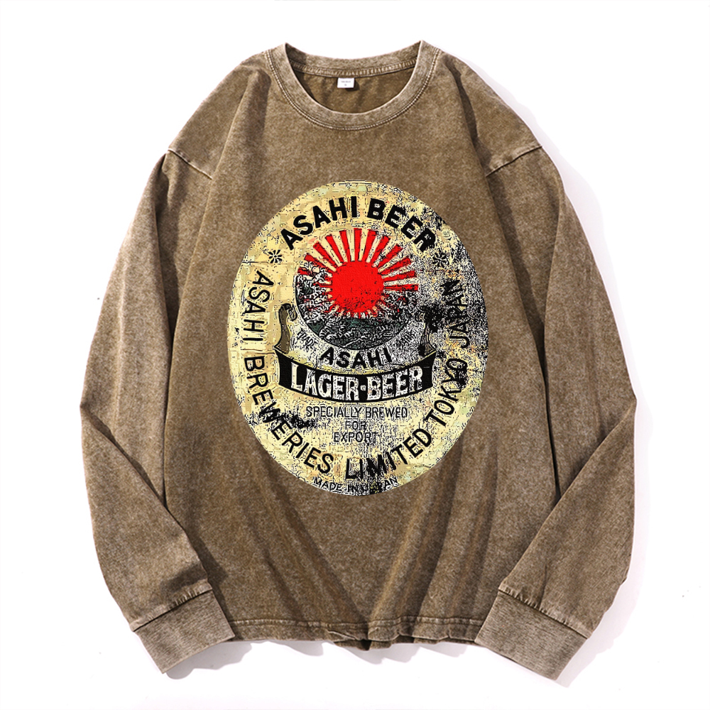 Vintage Cotton Wash Crewneck Long-Sleeve T-Shirt