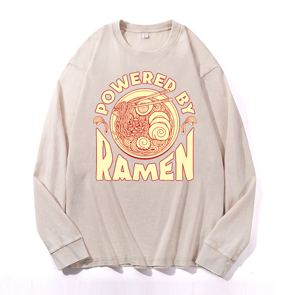 Ramen Vintage Cotton Wash Crewneck Long-Sleeve T-Shirt