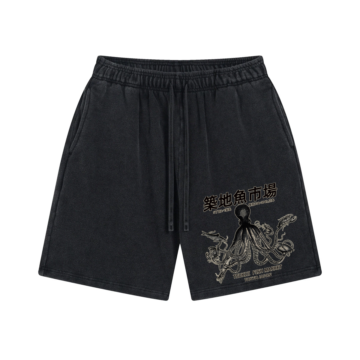 Tsukiji Octopus Vintage Pure Thick Cotton Shorts