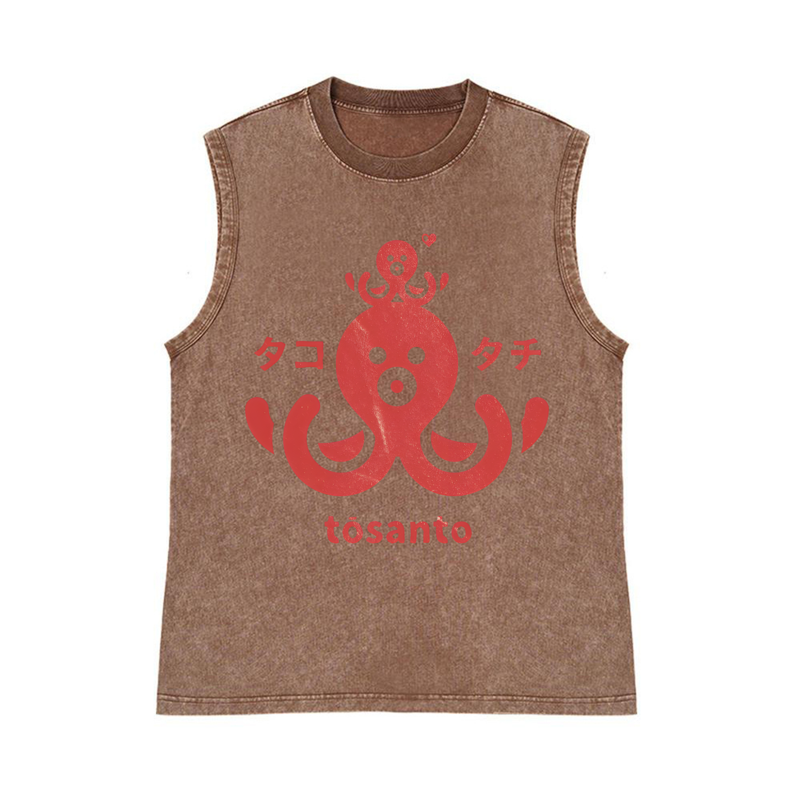 Octopus Pure Cotton Wash-Dyed Sleeveless Tank Top
