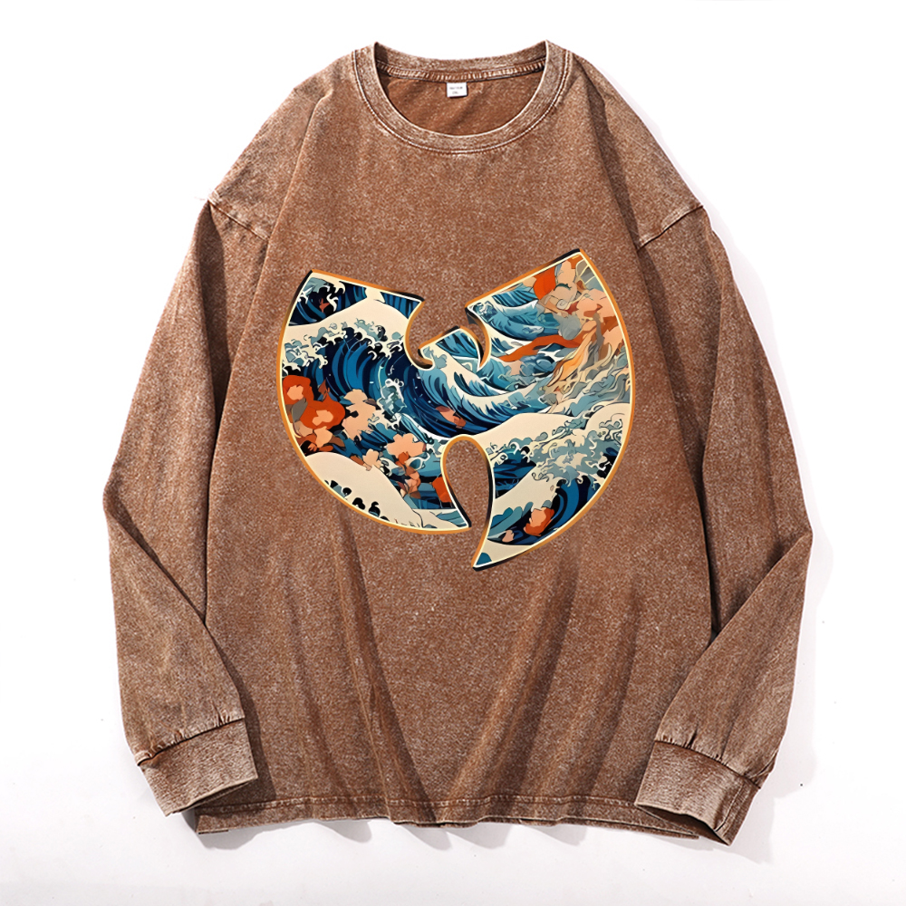 Vintage Cotton Wash Crewneck Long-Sleeve T-Shirt