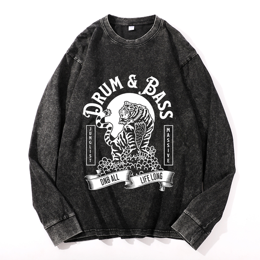 Vintage Cotton Wash Crewneck Long-Sleeve T-Shirt