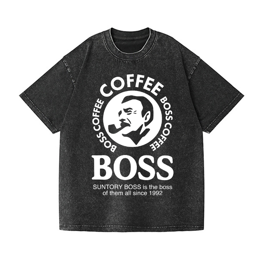 COFFEE BOSS Vintage Wash Japanese Design T-Shirt