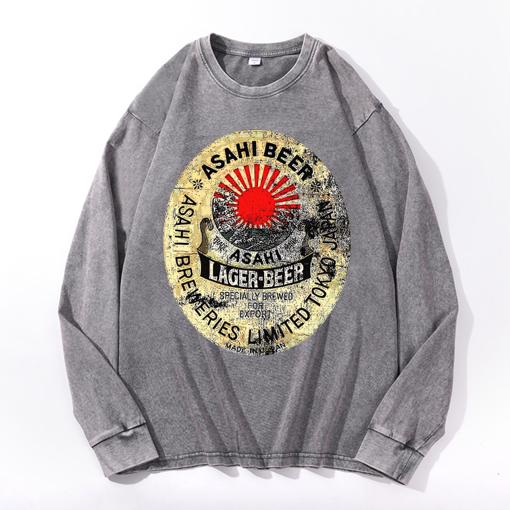 Vintage Cotton Wash Crewneck Long-Sleeve T-Shirt