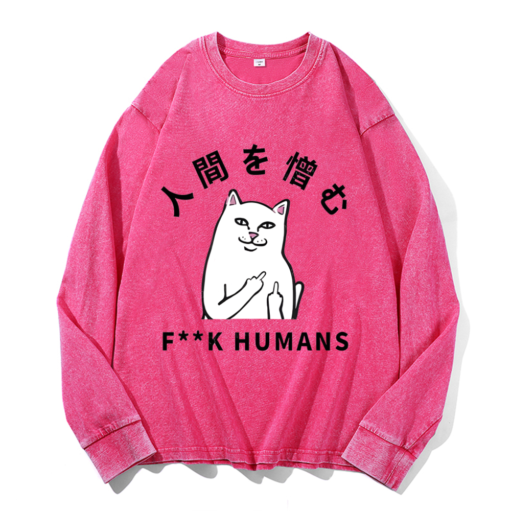 Vintage Cotton Wash Crewneck Long-Sleeve T-Shirt