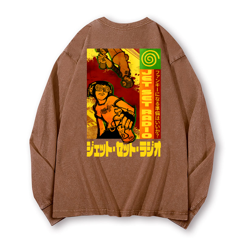 Jet Set Radio Vintage Washed Cotton Back Art Long-sleeve T-shirt
