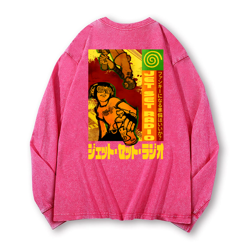 Jet Set Radio Vintage Washed Cotton Back Art Long-sleeve T-shirt