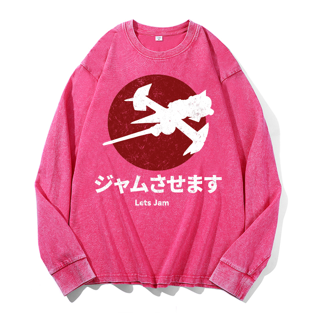 Cowboy Bebop Vintage Cotton Wash Crewneck Long-Sleeve T-Shirt