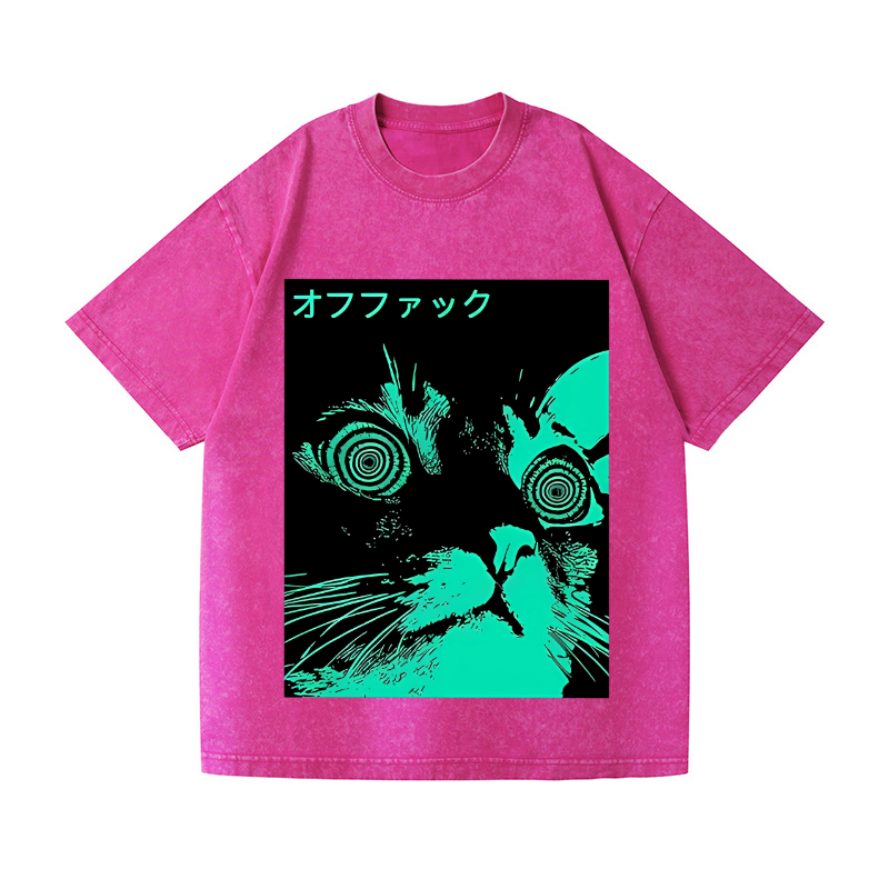 Cat Vintage Wash Japanese Design T-Shirt