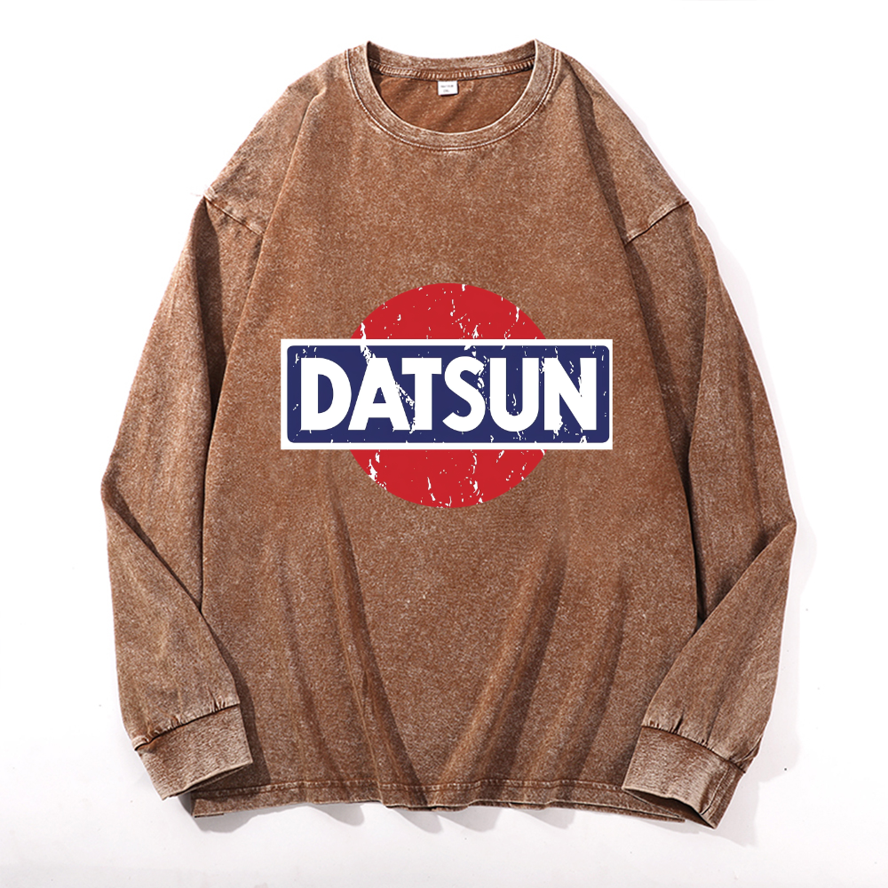 Vintage Cotton Wash Crewneck Long-Sleeve T-Shirt