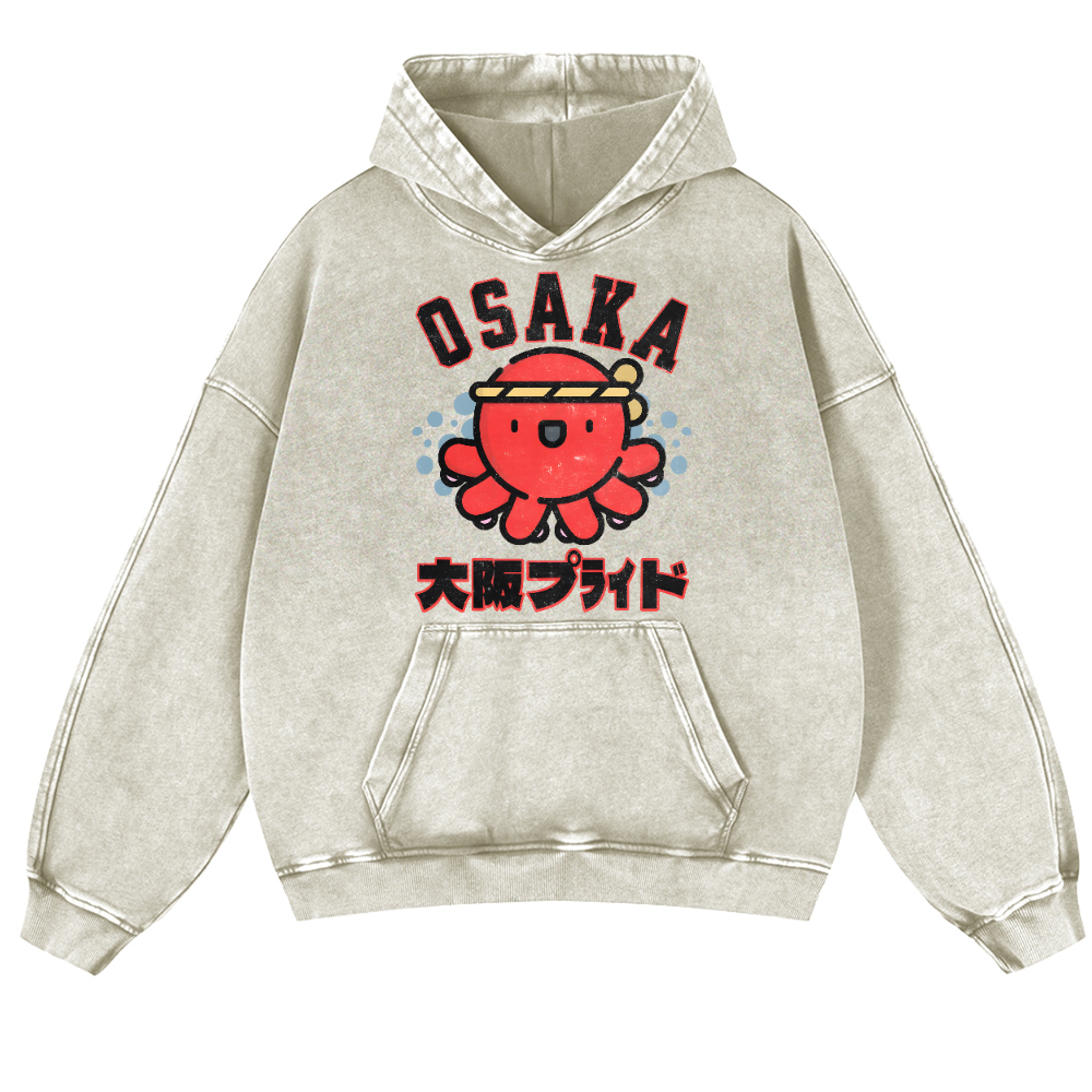 Osaka Octopus Vintage Washed Thick Cotton Hoodie