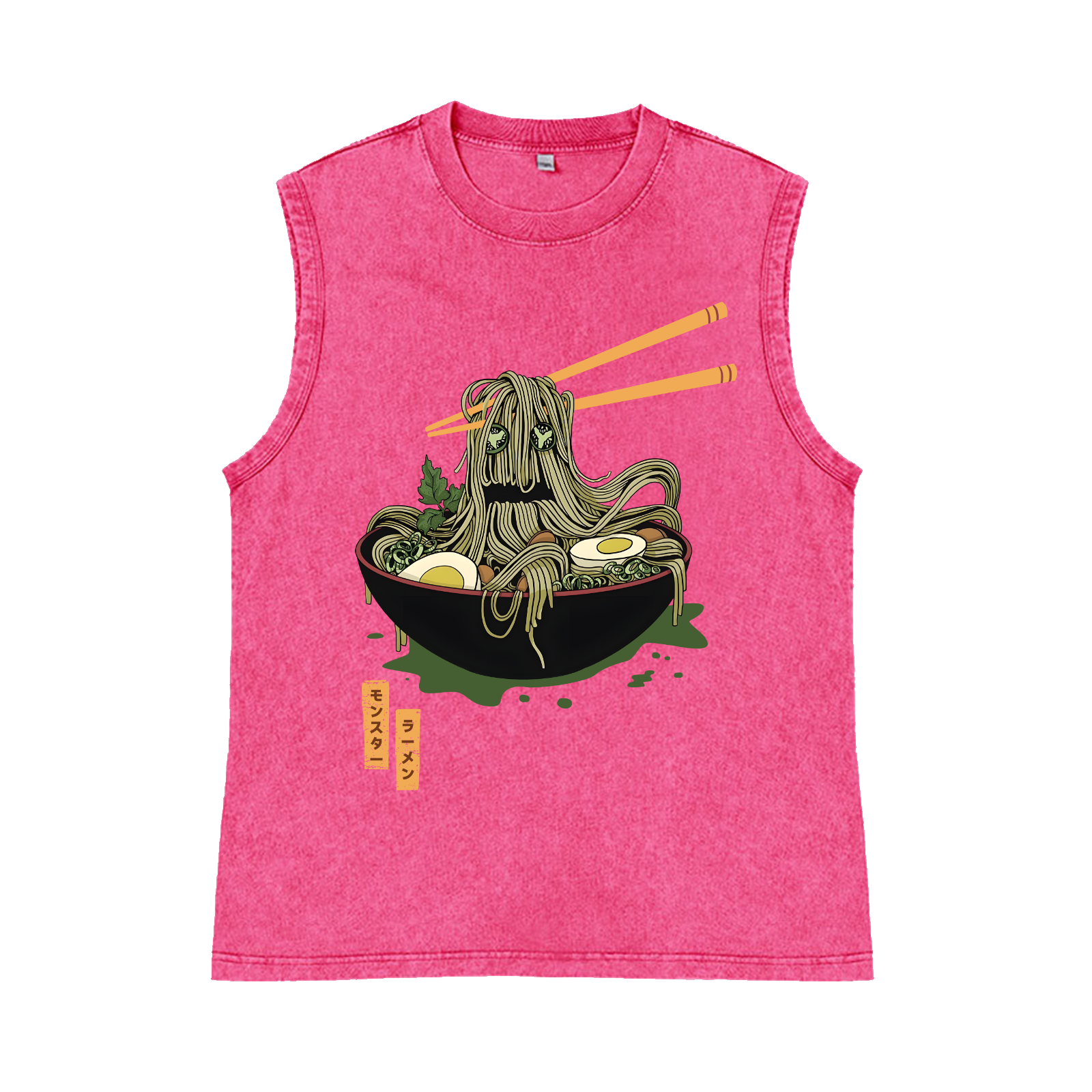 Ramen Monster Pure Cotton Wash-Dyed Sleeveless Tank Top