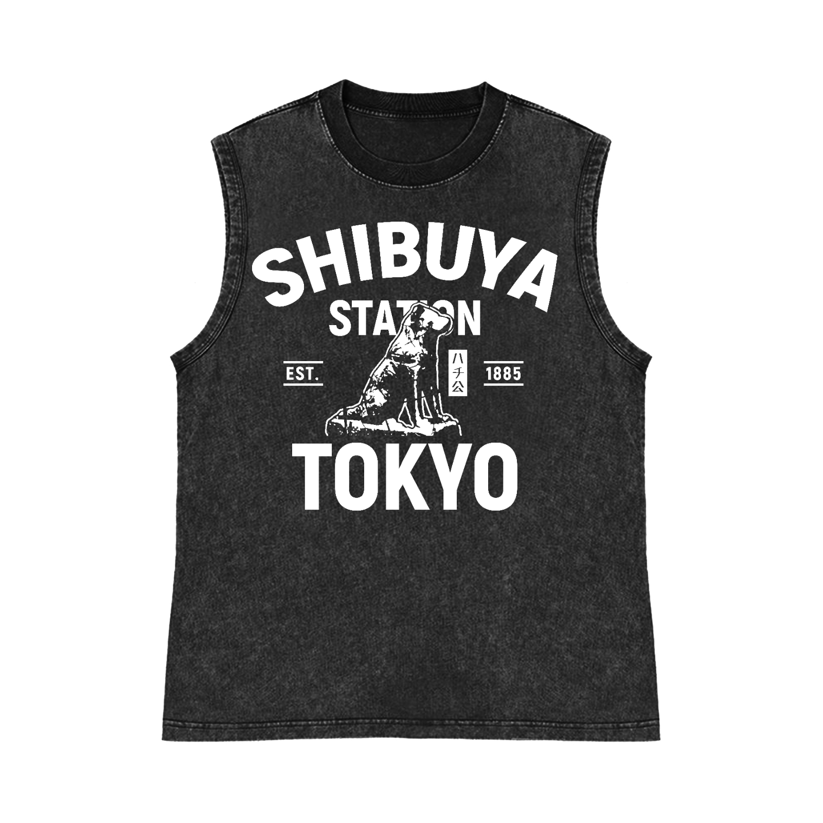 Shibuya Hachiko Pure Cotton Wash-Dyed Sleeveless Tank Top