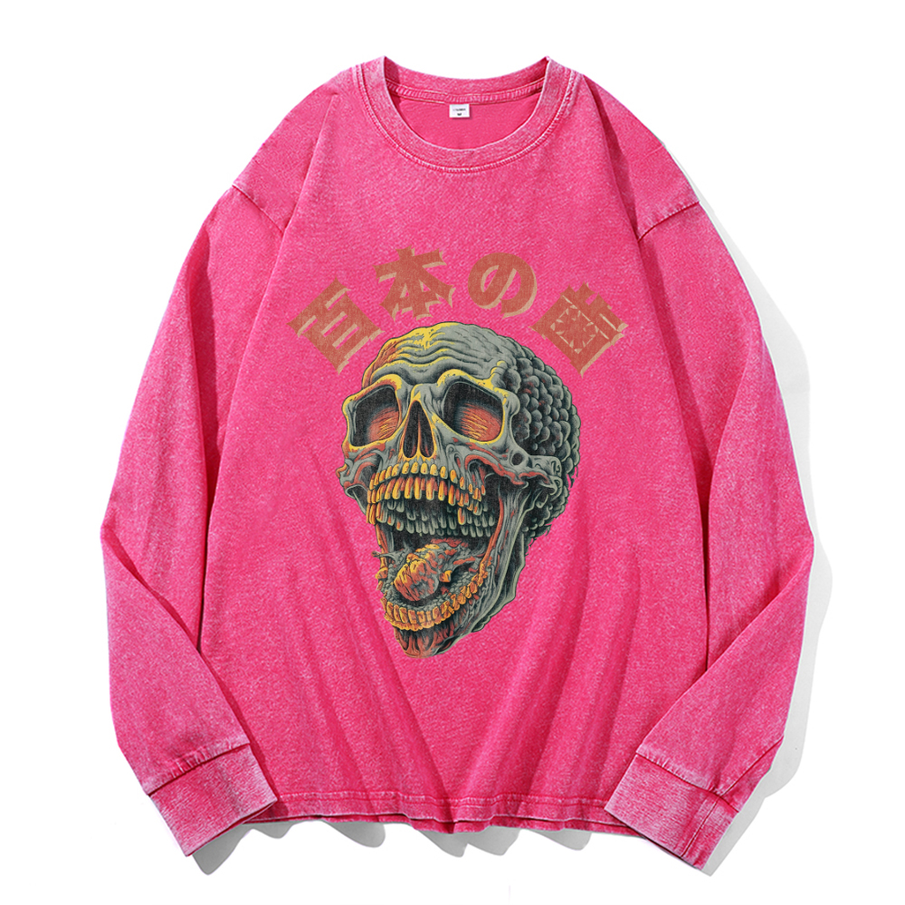 Vintage Cotton Wash Crewneck Long-Sleeve T-Shirt