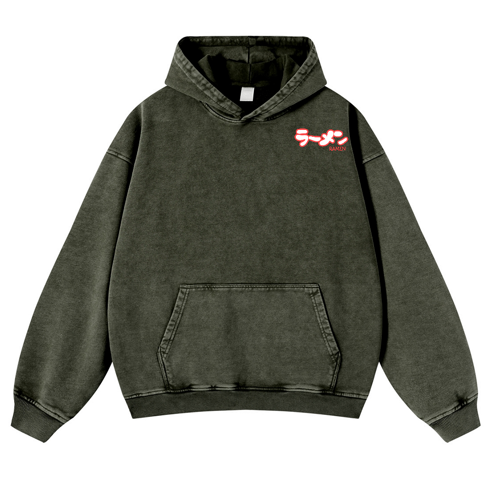 Ramen Hero Vintage Washed Cotton Back Art Hoodie