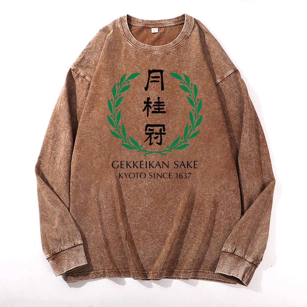 Gekkeikan Sake Kyoto Vintage Cotton Wash Long-sleeve T-shirt