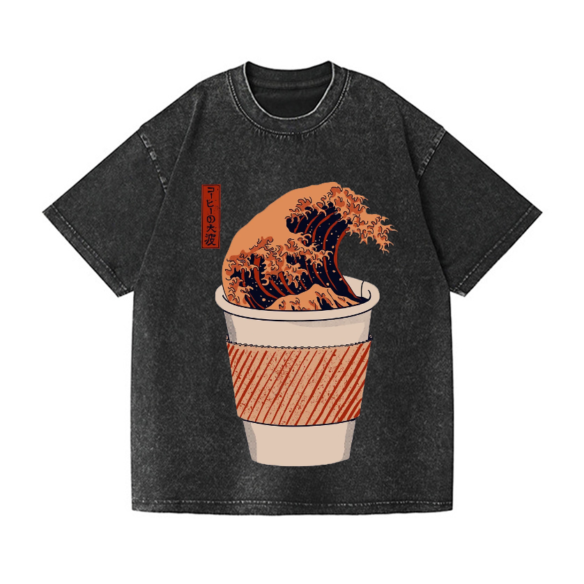 Wave Vintage Wash Japanese Design T-Shirt