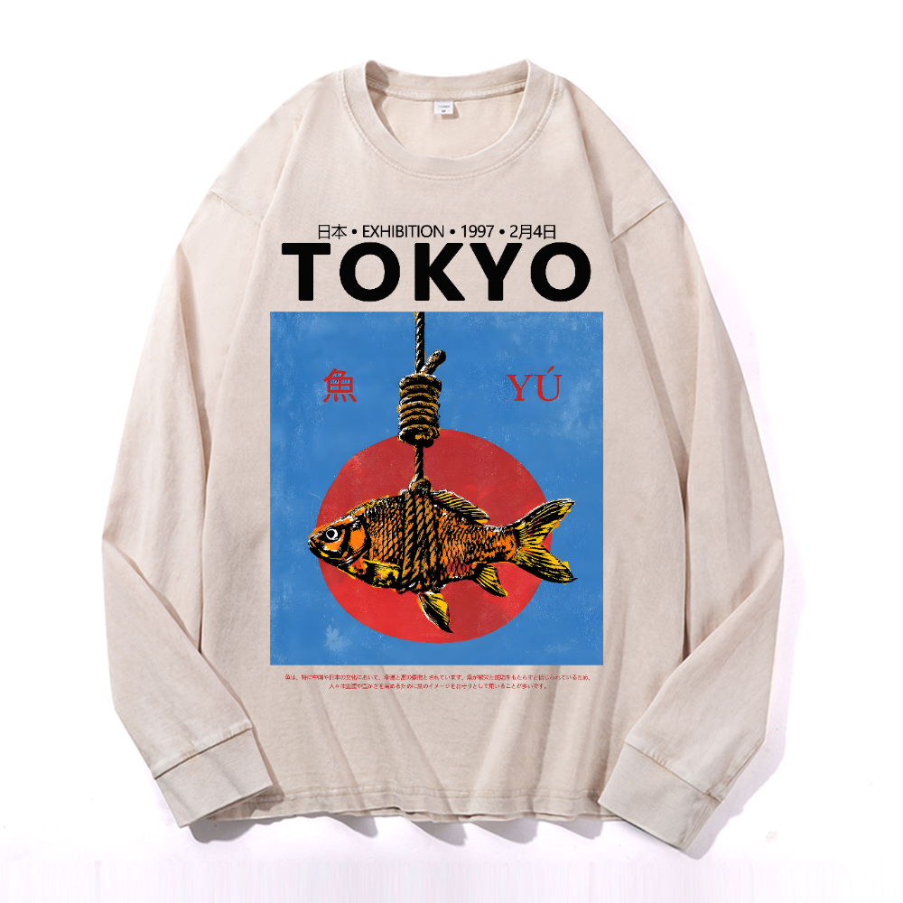 Tokyo Fish Vintage Cotton Wash Long-sleeve T-shirt