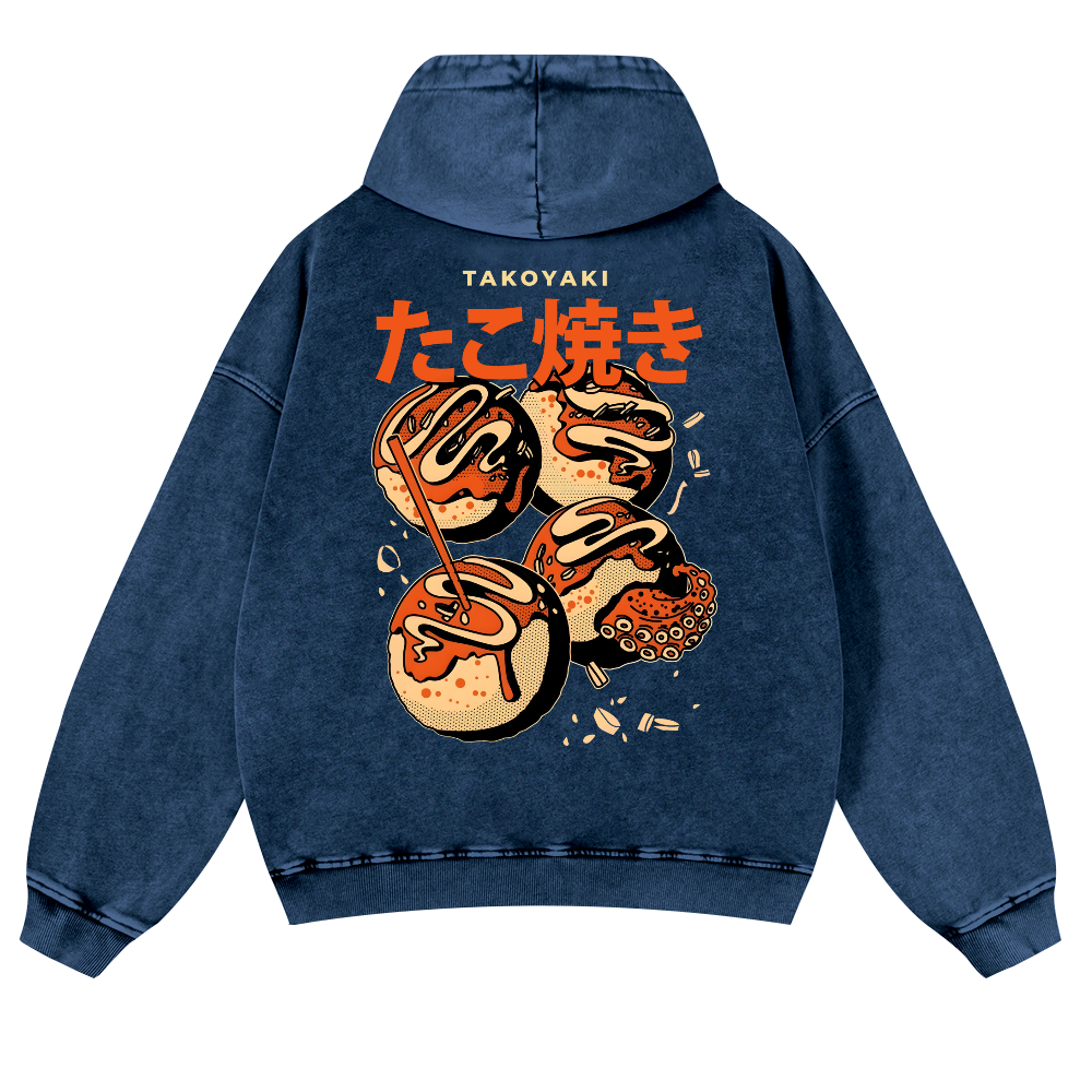 Takoyaki Vintage Washed Cotton Back Art Hoodie
