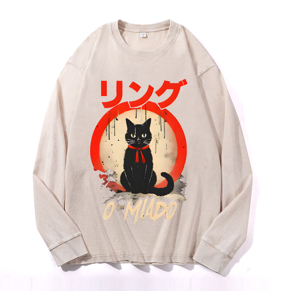 Vintage Cotton Wash Crewneck Long-Sleeve T-Shirt