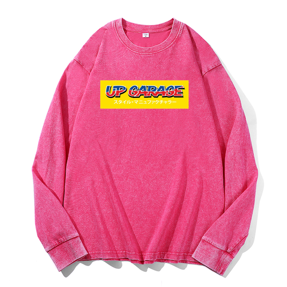 Vintage Cotton Wash Crewneck Long-Sleeve T-Shirt