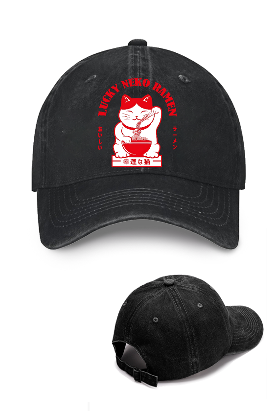 Lucky Cat Vintage Cotton Cap