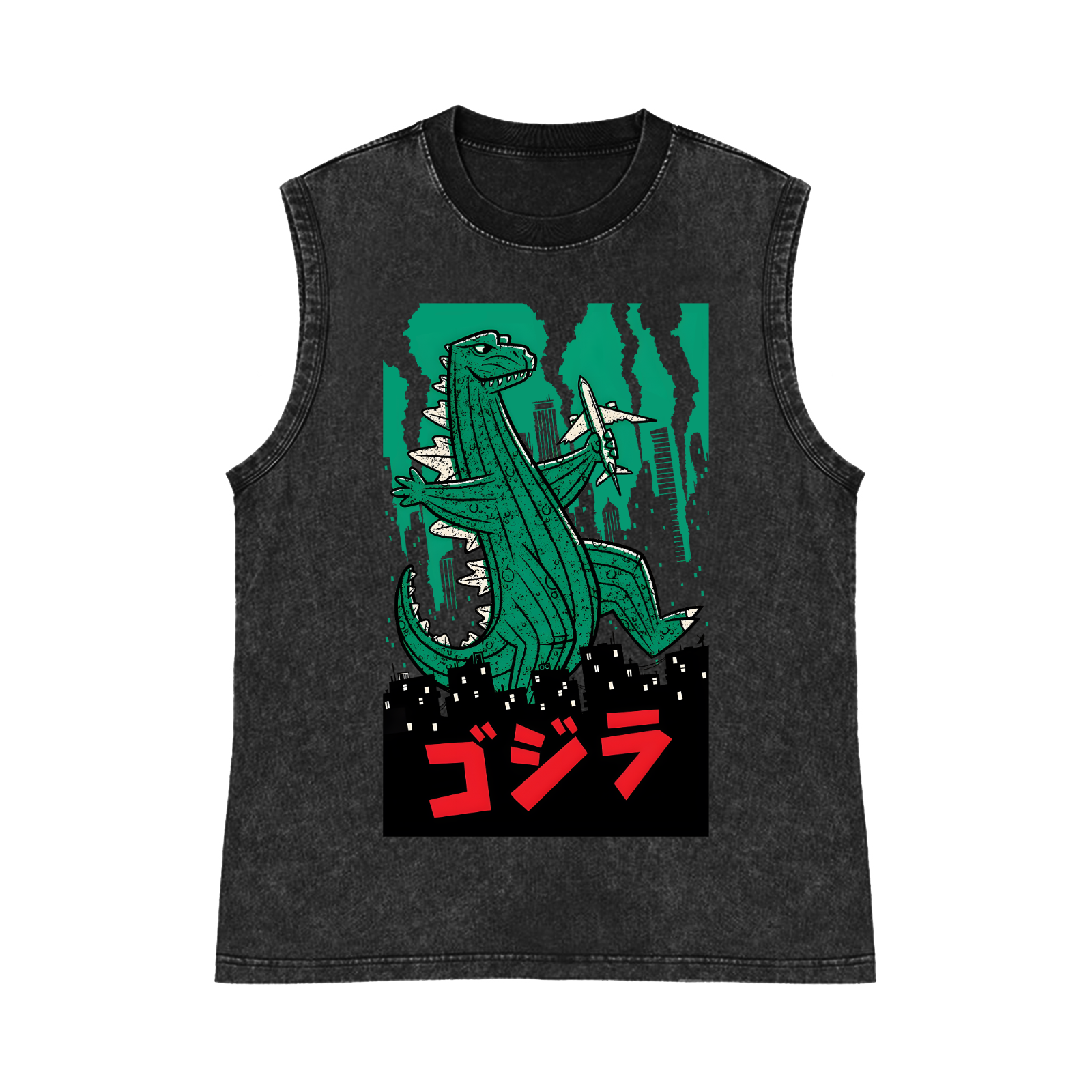 Kaiju Pure Cotton Wash-Dyed Sleeveless Tank Top